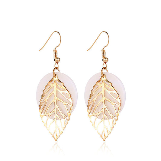 All-match Geometric Earrings Natural Shell Leaf Combination  Earrings